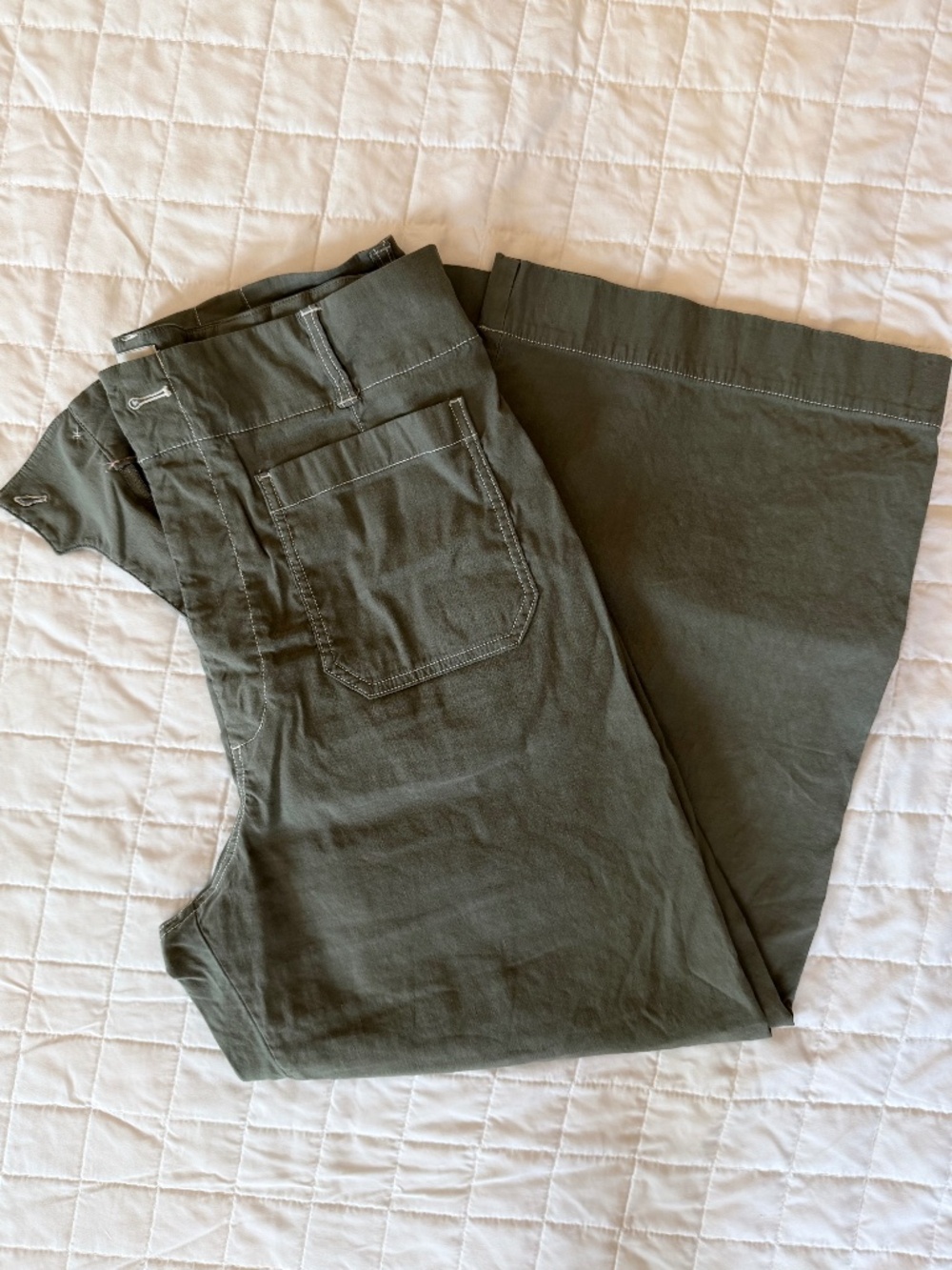 Maeve Colette Crop Wide-Leg Pants - Olive - Size 32 - Picture 2 of 5